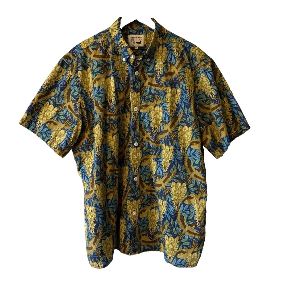 Yiume David's Wear Multicolor Bird Floral Button Down Shirt Mens XXL